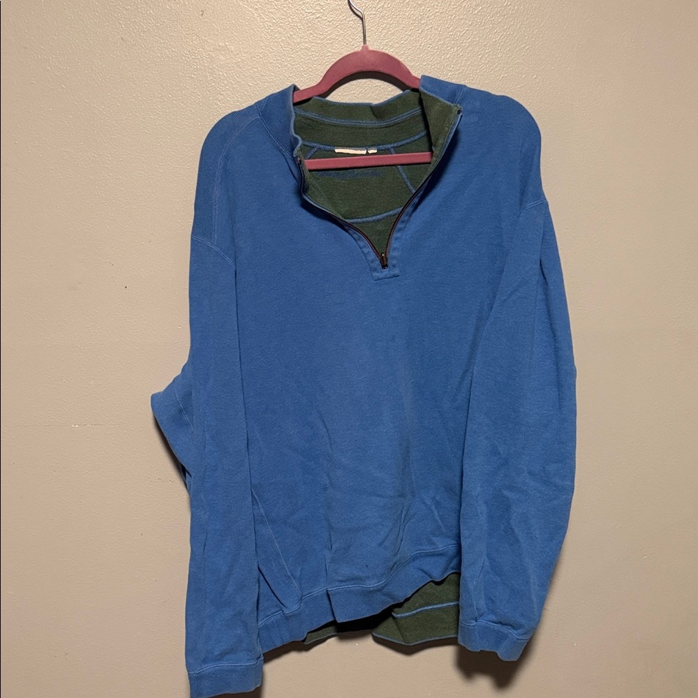 PRISTINE Tommy Bahama Reversible Flipside Half-Zip Pullover - Blue/Green